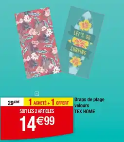 Carrefour TEX HOME Draps de plage velours offre