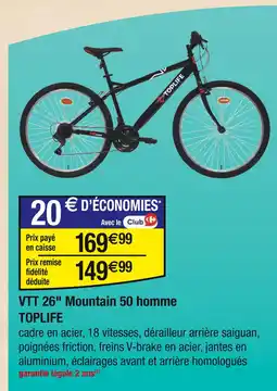 Carrefour TOPLIFE Vtt 26 mountain 50 homme offre