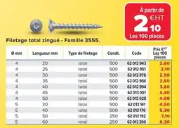 Prolians Filetage total zingué - Famille 3555. offre