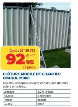 Prolians Clôture mobile de chantier opaque m800 offre