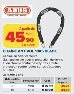Prolians ABUS Chaîne antivol 10ks black offre