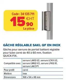 Prolians Gâche réglable sakl qf en inox offre