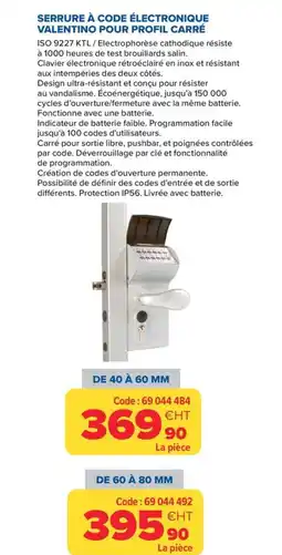 Prolians Serrure à code électronique valentino pour profil carré offre