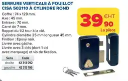 Prolians Serrure verticale à fouillot cisa 502110 à cylindre rond offre