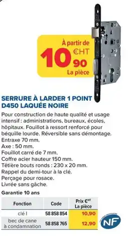 Prolians Serrure à larder 1 point d450 laquée noire offre