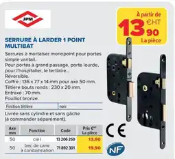 Prolians Serrure à larder 1 point multibat offre