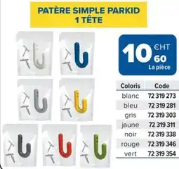 Prolians Patère simple parkid 1 tête offre
