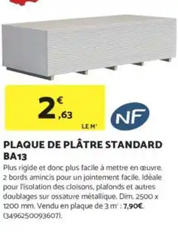 Bricomarché Plaque de plâtre standard ba13 offre