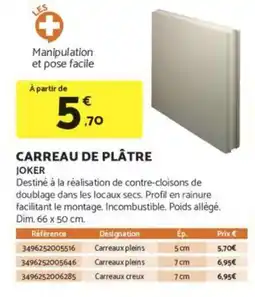 Bricomarché Carreau de plâtre offre