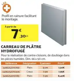Bricomarché Carreau de plâtre hydrofugé offre