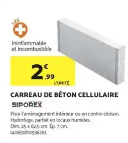 Bricomarché SIPOREX Carreau de béton cellulaire offre