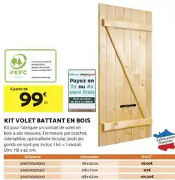 Bricomarché Kit volet battant en bois offre