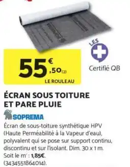 Bricomarché SOPREMA Écran sous toiture et pare pluie offre
