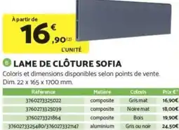 Bricomarché Lame de clôture sofia offre