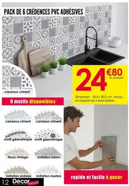 Décor Discount Pack de 6 crédences PVC adhésives offre