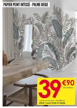 Décor Discount Papier Peint Intissé - Palme Beige offre