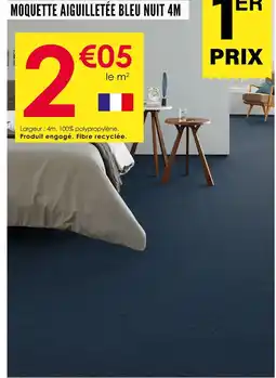 Décor Discount Moquette aiguilletée Bleu Nuit 4m offre