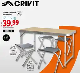 Lidl CRIVIT Table et tabourets de camping offre