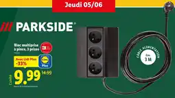 Lidl PARKSIDE Bloc multiprise à pince, 3 prises offre