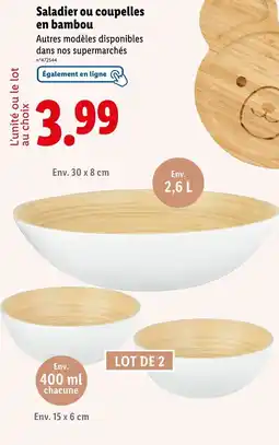 Lidl Saladier ou coupelles en bambou offre