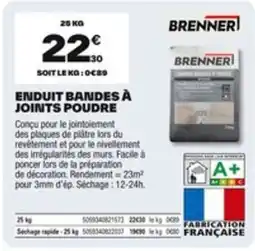 Brico Dépôt BRENNER Enduit bandes à joints poudre offre