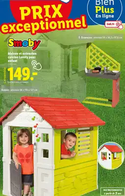 Lidl Smoby Maison et extension cuisine Lovely pour enfant offre