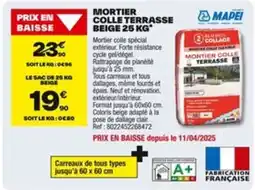 Brico Dépôt MAPEI Mortier colle terrasse beige offre