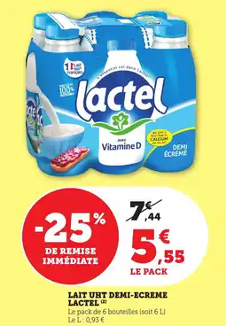 Maximarché Lait uht demi-ecreme lactel offre