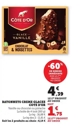 Maximarché Batonnets creme glacee côte d'or offre