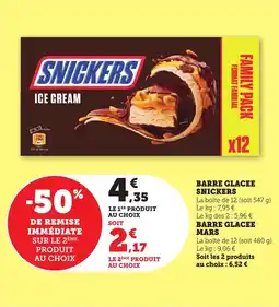 Maximarché Barre glacee snickers ou barre glacee mars offre