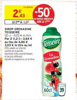 Intermarché Hyper Sirop Grenadine Teisseire offre