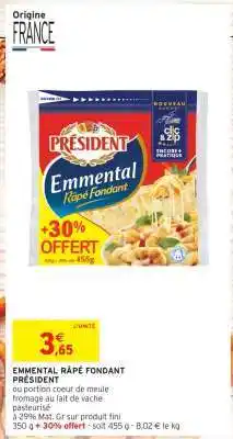 Intermarché Hyper Emmental Râpé Fondant PRÉSIDENT offre