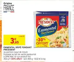 Intermarché Contact Emmental Râpé Fondant PRÉSIDENT offre