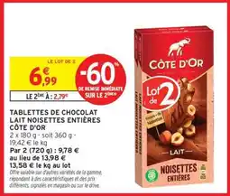 Intermarché Contact Tablettes De Chocolat Lait Noisettes Entières Côte D'or offre
