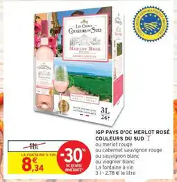 Intermarché Contact IGP PAYS D'OC MERLOT ROSÉ COULEURS DU SUD offre