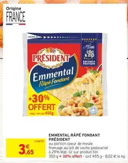 Intermarché Emmental Râpé Fondant PRÉSIDENT offre