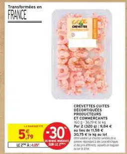 Intermarché CREVETTES CUITES DÉCORTIQUÉES PRODUCTEURS ET COMMERCANTS offre