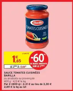 Intermarché SAUCE TOMATES CUISINÉES BARILLA offre