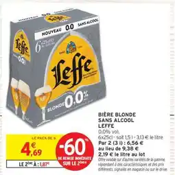 Intermarché BIÈRE BLONDE SANS ALCOOL LEFFE offre