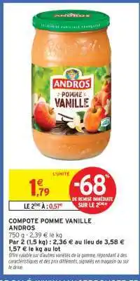 Intermarché COMPOTE POMME VANILLE ANDROS offre