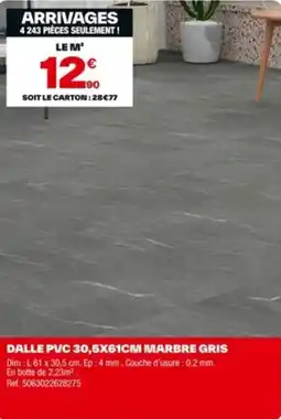 Brico Dépôt Dalle pvc 30,5x61cm marbre gris offre