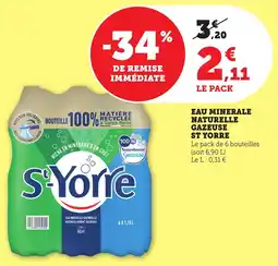 Maximarché Eau minerale naturelle gazeuse st yorre offre