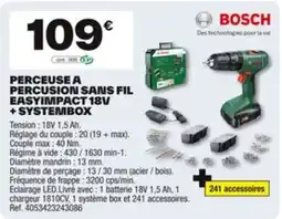Brico Dépôt BOSCH Percusion sans fil easyimpact 18v + systembox offre