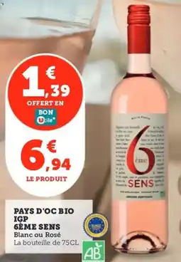 Utile Pays d'oc bio igp 6ème sens offre