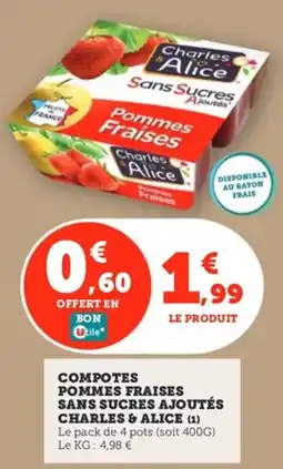Utile Compotes pommes fraises sans sucres ajoutés charles & alice offre