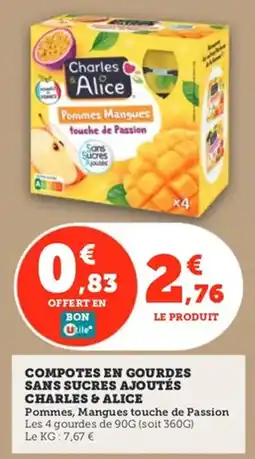 Utile Compotes en gourdes sans sucres ajoutés charles & alice offre