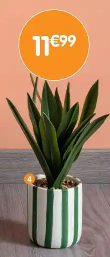 b&m Plante artificielle avec pot rayé offre