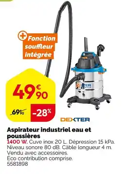 Weldom Dexter Aspirateur industriel eau et poussières offre