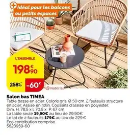 Weldom Naterial Salon bas Timea offre