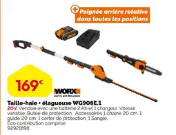 Weldom WORX Taille-haie + élagueuse WG908E.1 offre